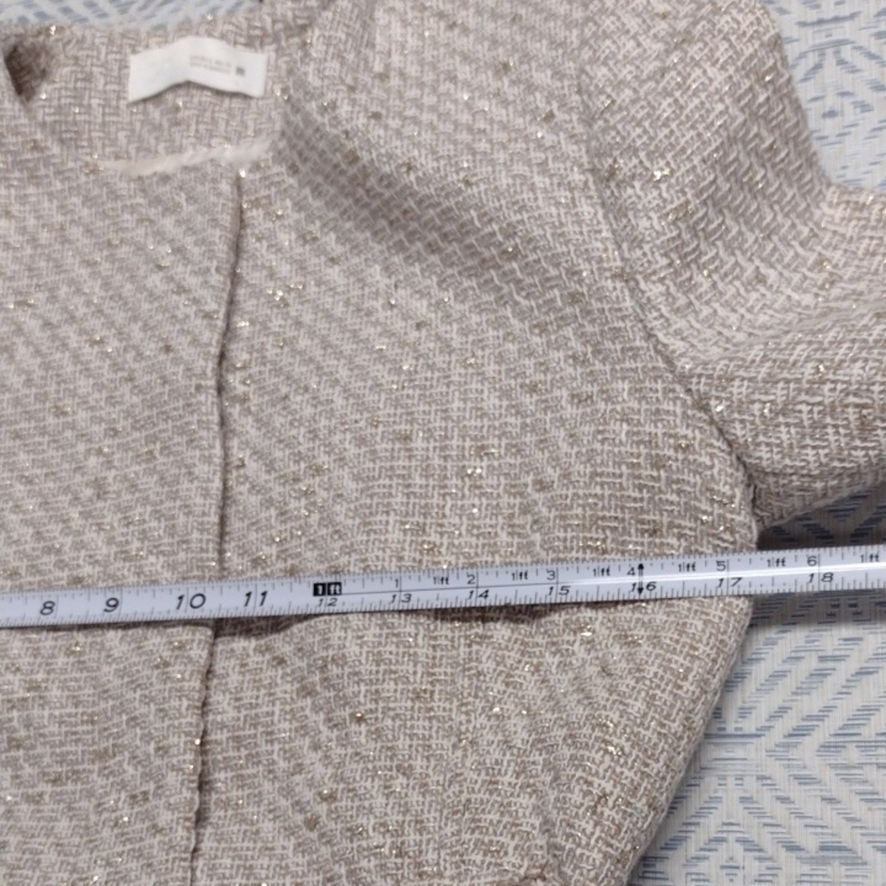 Zara Cream And Gold Textured Women's Blazer - Picture 5 of 16